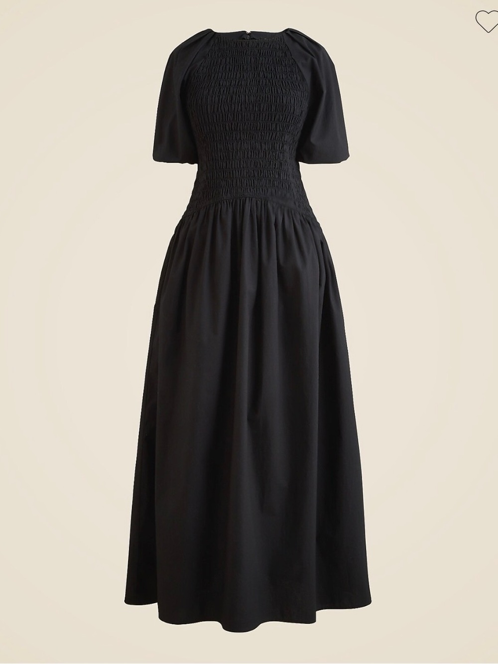 J. Crew Meadow Cotton Poplin Smocked Bodice Puff Sleeve Dress Black M $158 CI641 - Picture 7 of 8